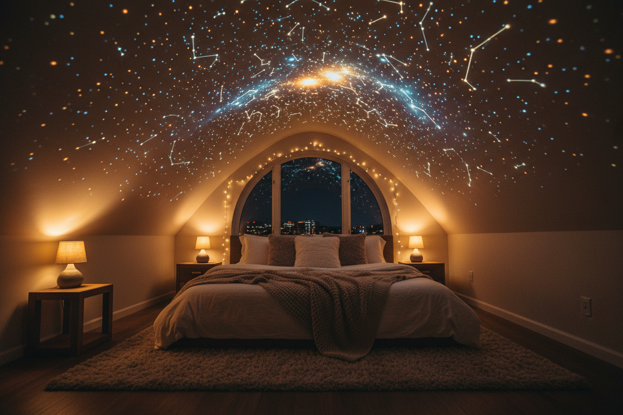 dont put the machine on the light, just a halo glo projecting to the ceiling, make the ceiling taller